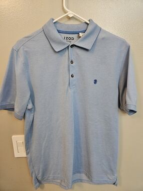 Izod Men’s Pale Blue Polo with Contrast Collar Trim